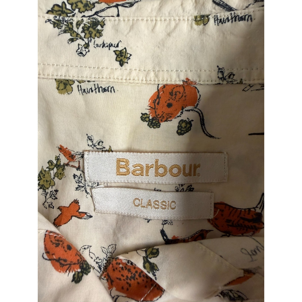 Barbour Bird Field Mouse Print Button Down Shirt Size 6 Classic British Core - Picture 5 of 5